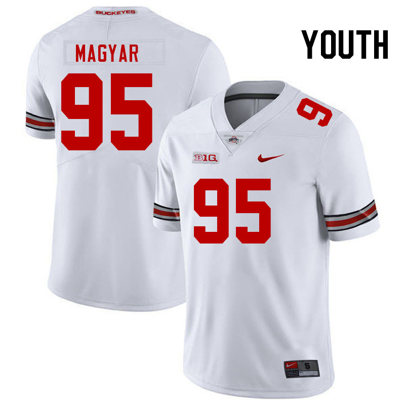 Youth #95 Casey Magyar Ohio State Buckeyes College Football Jerseys Stitched-White